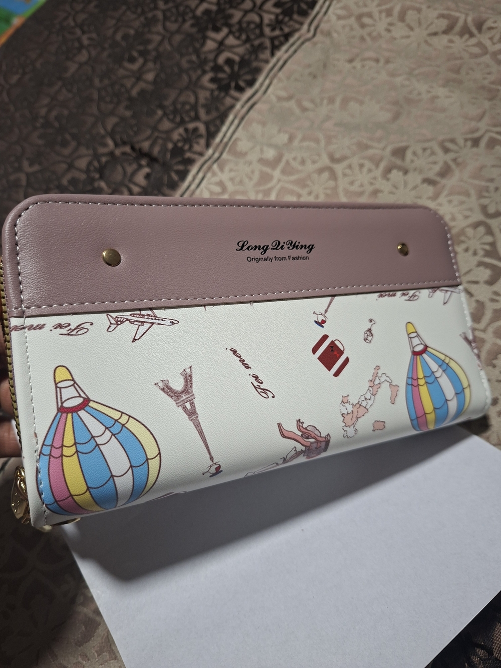 Pink and White Travel Print Wallet